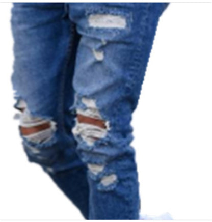 Stylish Hole Men's Ripped Jeans – Trendy Casual Denim Pants