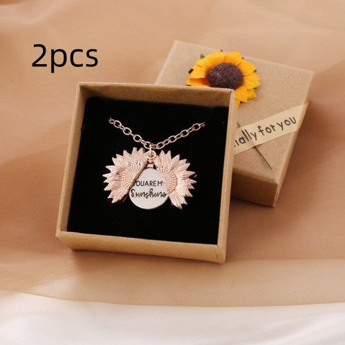 "You Are My Sunshine" Sunflower Necklace - Meaningful Pendant for Women and Men, Perfect Couple Gift