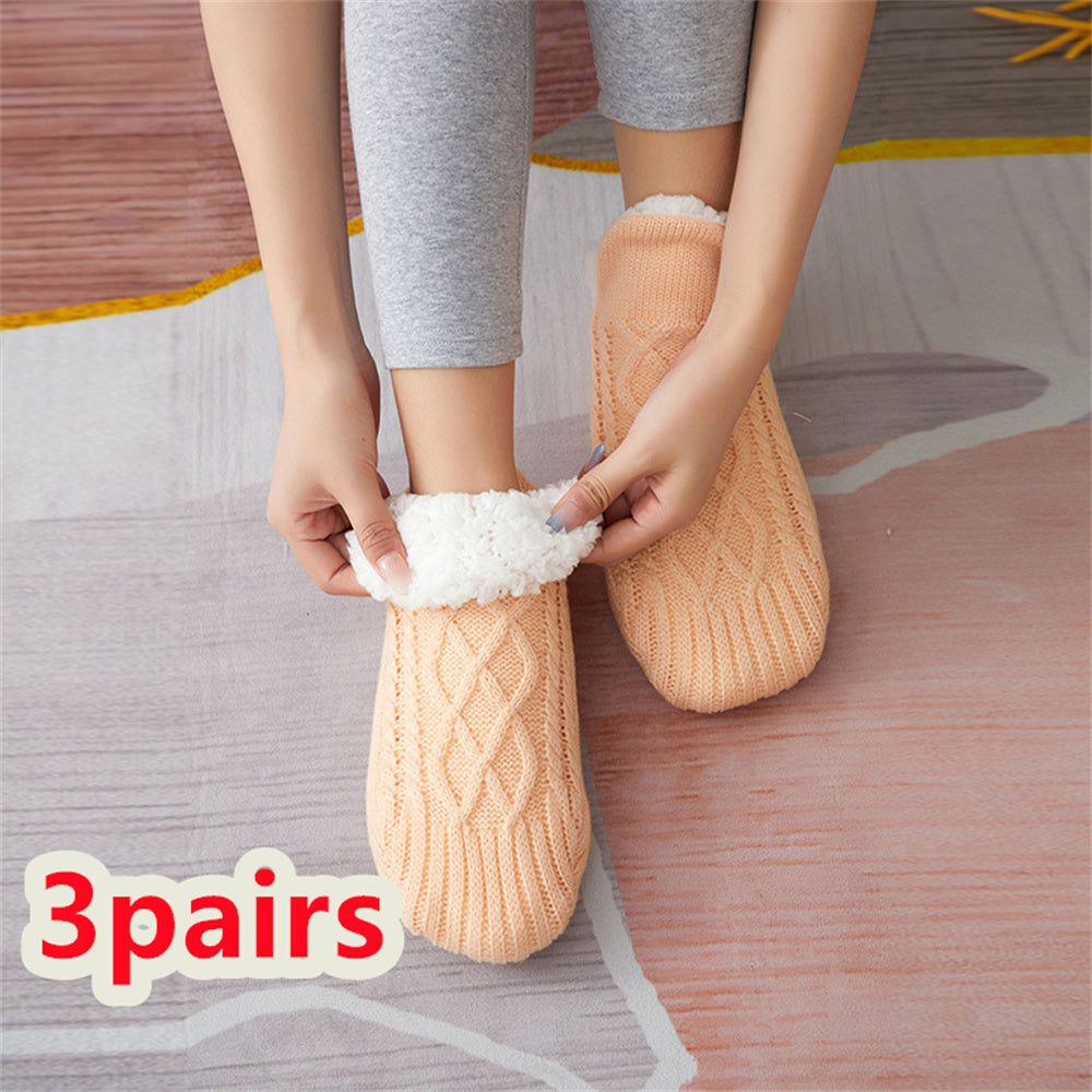 Winter Woolen Socks for Women – Thick, Warm Non-Slip Foot Warmers & Bedroom Slippers