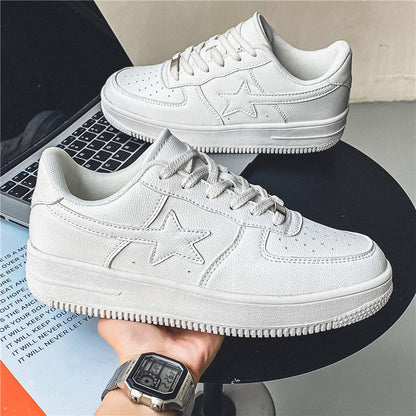 Thick Soled White Casual Sneakers for Men - Trendy Platform Sneakers