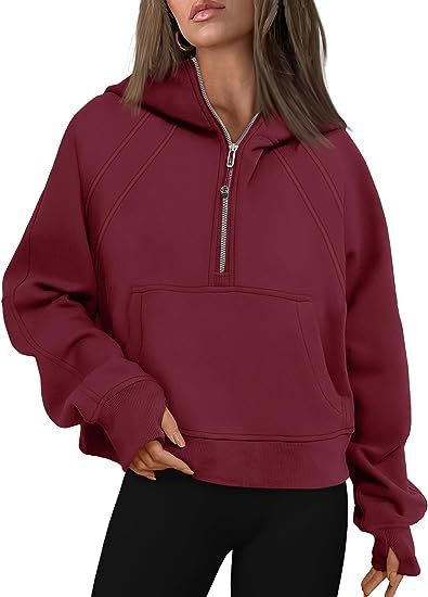Women's Zipper Hoodie Sweatshirt – Loose Fit Long Sleeve Pullover with Pocket for Winter & Fall Outfits