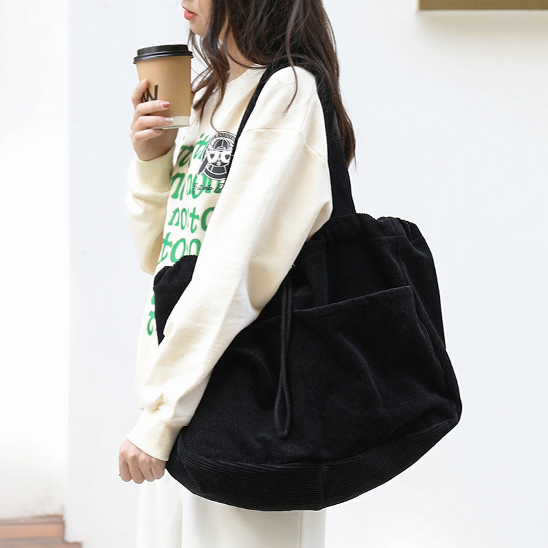 Trendy Women's Shoulder Bag – Multi-Pocket Drawstring Underarm Handbag for Casual Style
