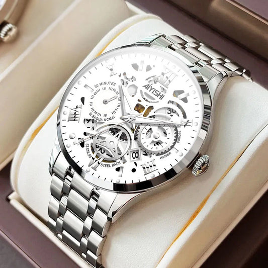 Men's Automatic Non-mechanical Stainless Steel Watch – Waterproof and Stylish Design