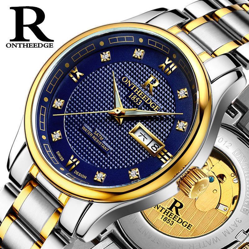 Men's Automatic Mechanical Watch – Luminous, Hollow, Waterproof Fine Steel Business Watch