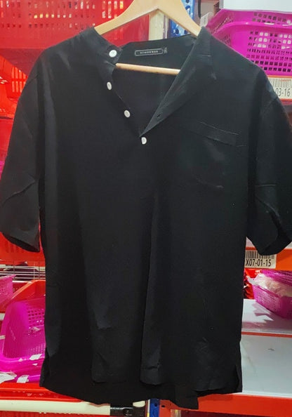 Casual Linen Solid Color V-Neck Shirt for Men, Summer Button Beach Shirt
