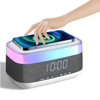 Premium Smart Alarm Clock - 4-in-1 Bedside Station with Bluetooth Speaker, Wireless Charging & Night Light