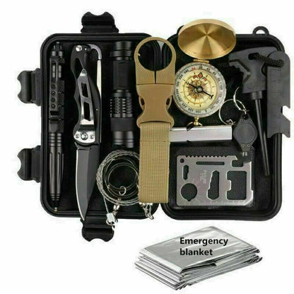 14-in-1 Outdoor Emergency Survival Kit – Compact Tactical Gear Case for Camping, Hiking & Emergency Preparedness