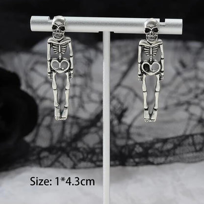 Halloween Skull and Skeleton Stud Earrings – Detachable, Creepy Halloween Jewelry