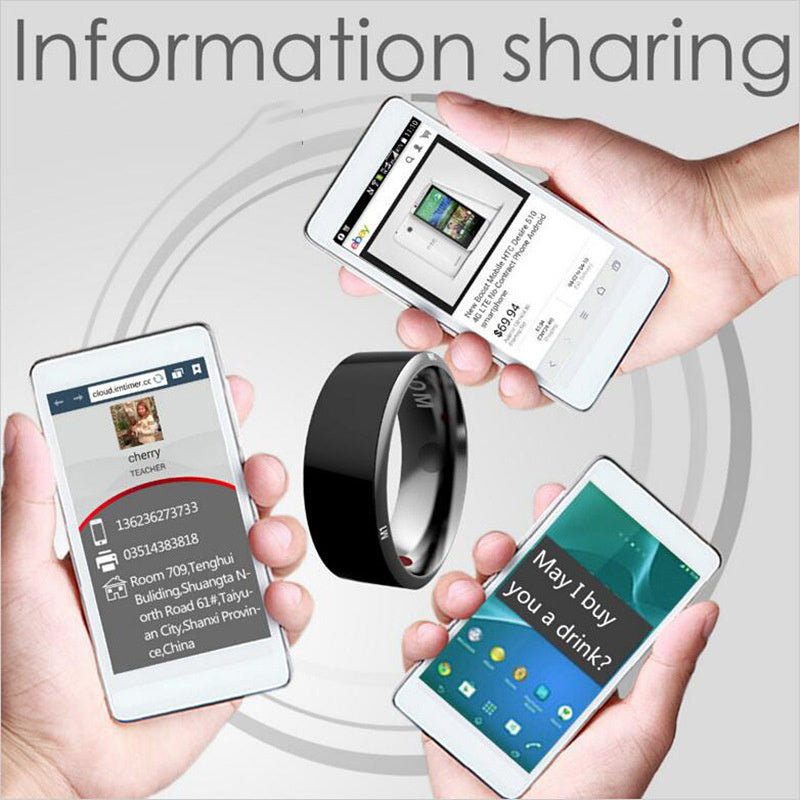 Smart Ring Wearable Device – Multifunctional High-Tech Black Ring for Health, Fitness & Notifications