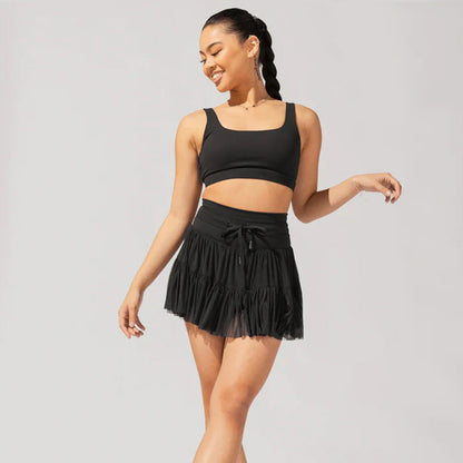 Women's High-Waist Lace-Up Pleated Sports Skirt – Summer Fashion Skirt with Anti-Exposure Safety Pants