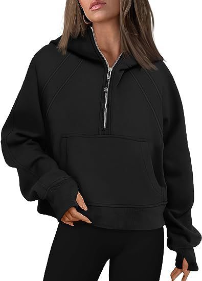 Women's Zipper Hoodie Sweatshirt – Loose Fit Long Sleeve Pullover with Pocket for Winter & Fall Outfits