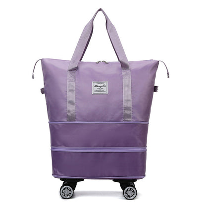 Women's Large Capacity Travel Bag with Universal Wheels – Double-Layer Dry & Wet Separation Fitness, Yoga, and Sports Handbag