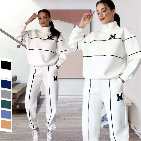 Women's 2-Piece Lounge Set – Hoodless Pullover Sweatshirt & Baggy Sweatpants with Pockets