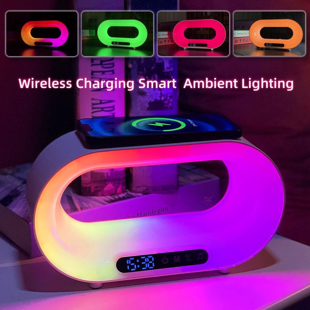 Premium Smart 3-in-1 Bedside Station - LED Night Light, Wireless Charger & Alarm Clock | Transform Your Nightstand