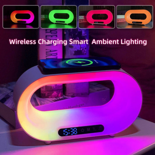 Premium Smart 3-in-1 Bedside Station - LED Night Light, Wireless Charger & Alarm Clock | Transform Your Nightstand