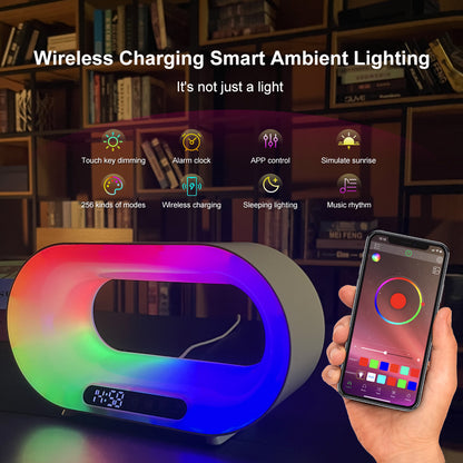 Premium Smart 3-in-1 Bedside Station - LED Night Light, Wireless Charger & Alarm Clock | Transform Your Nightstand