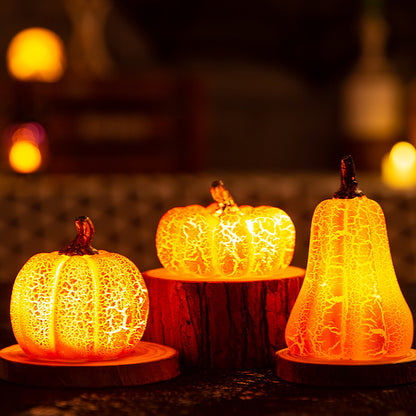 Premium LED Halloween Pumpkin Lantern - Realistic Resin Candle Lamp | Safe Spooky Decoration