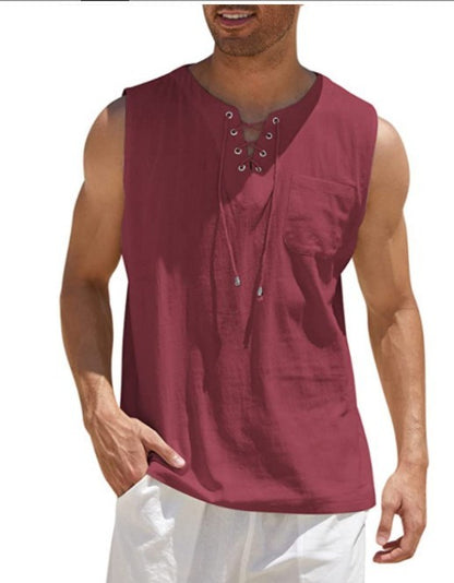 Summer Tank Vest for Men – Collared Tie Short Sleeve T-Shirt