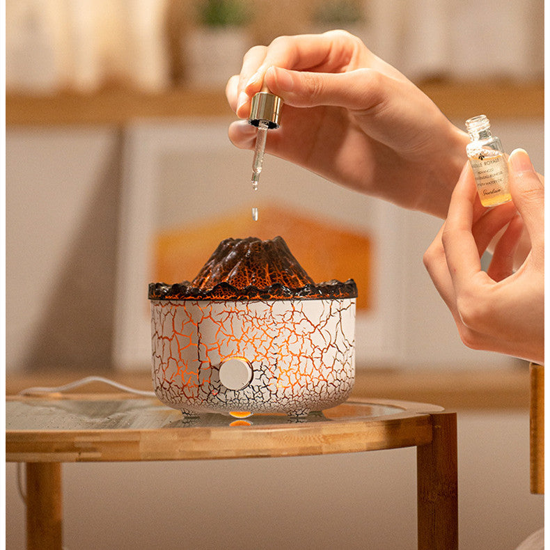 Premium Volcano Aromatherapy Humidifier - 3D Flame Effect Diffuser with Jellyfish Spray Technology
