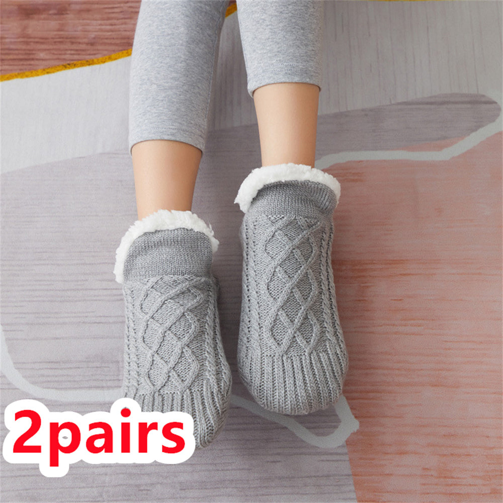 Winter Woolen Socks for Women – Thick, Warm Non-Slip Foot Warmers & Bedroom Slippers