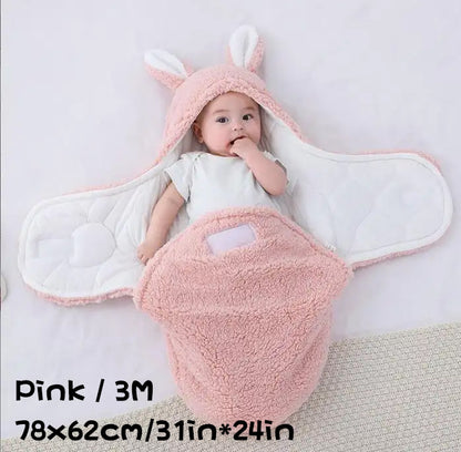 Super Soft Baby Sleeping Bag – Fluffy Fleece Swaddle Blanket with Head Support, Unisex Newborn Sleep Sack for Boys and Girls