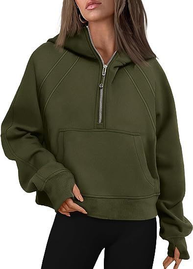 Women's Zipper Hoodie Sweatshirt – Loose Fit Long Sleeve Pullover with Pocket for Winter & Fall Outfits