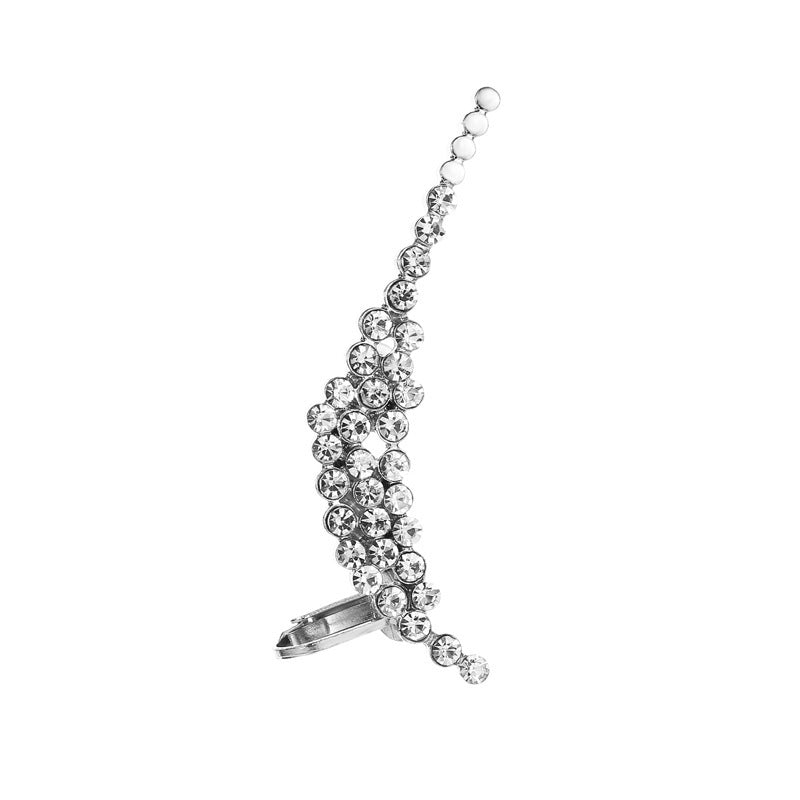 Full Crystal Butterfly Flower Single Crystal Ear Clip for Women