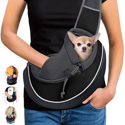 Premium Crossbody Pet Carrier - Stylish Hands-Free Travel Bag for Small Dogs & Cats
