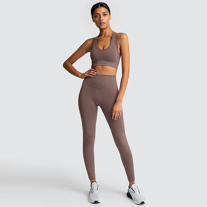 Women's Seamless Gym Set – Nylon Workout Sportswear for Fitness & Training