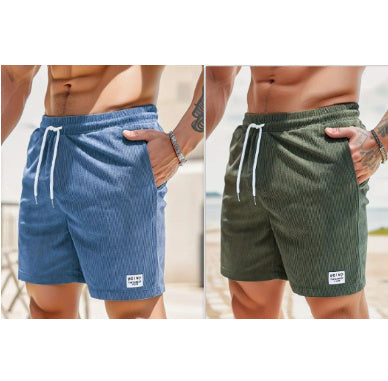 Summer Corduroy Lace-up Drawstring Shorts – Casual Sports Short Pants for Men