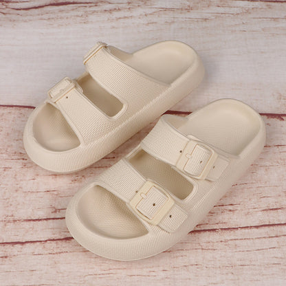 Women's Summer Platform Slippers – Fashionable Buckle Sandals with Soft Bottom for Home & Outdoor Wear