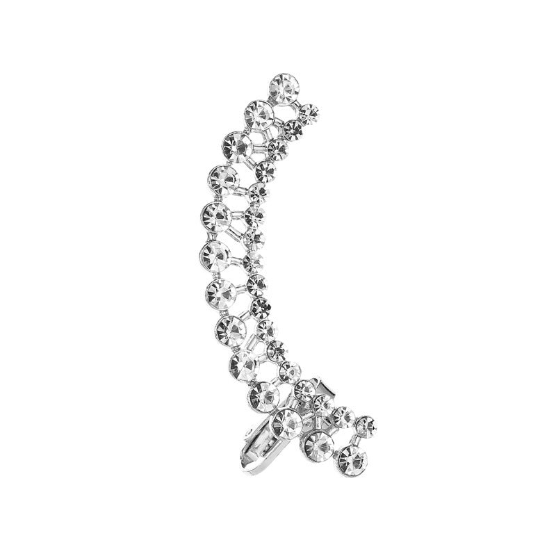 Full Crystal Butterfly Flower Single Crystal Ear Clip for Women
