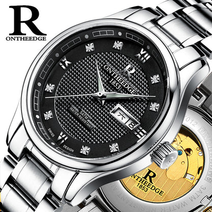 Men's Automatic Mechanical Watch – Luminous, Hollow, Waterproof Fine Steel Business Watch