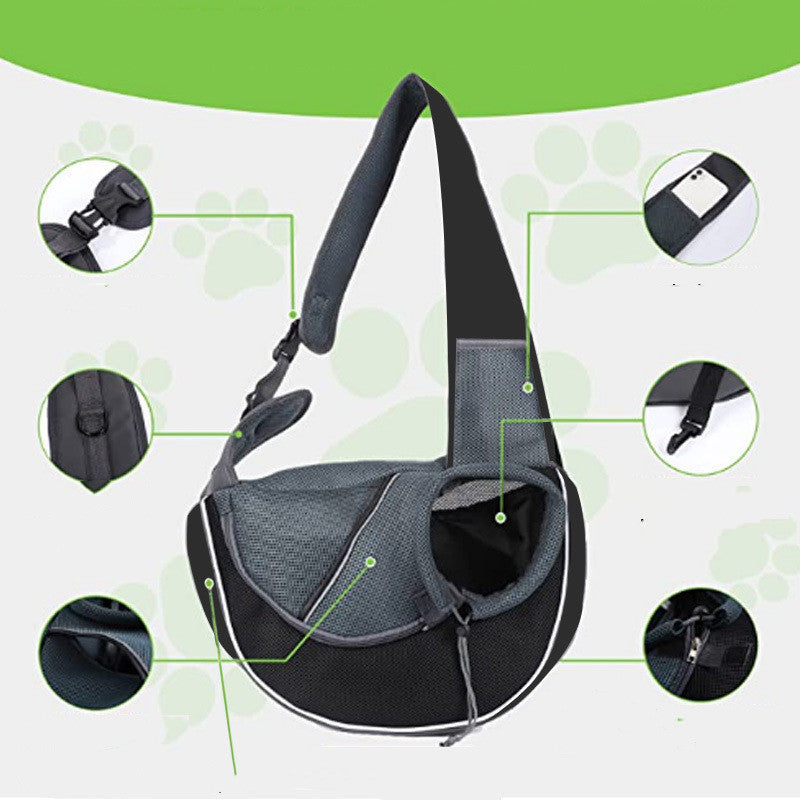 Premium Crossbody Pet Carrier - Stylish Hands-Free Travel Bag for Small Dogs & Cats