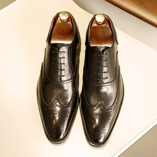 Stylish Men's Leather Oxford Shoes with Rubber Sole – Classic and Comfortable Formal Leather Shoes