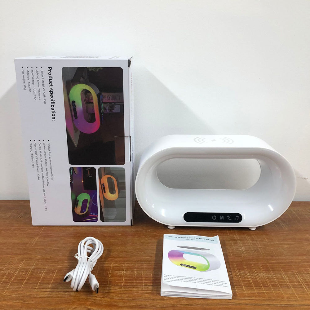 Premium Smart 3-in-1 Bedside Station - LED Night Light, Wireless Charger & Alarm Clock | Transform Your Nightstand