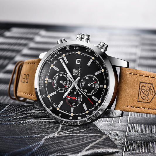 Fashion Casual Quartz Watch for Men - Luxury Brand Leather Strap Business Watch and Clock