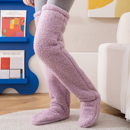 Over-the-Knee Fuzzy Socks for Women – Warm Winter Long Sleeping & Lounge Socks