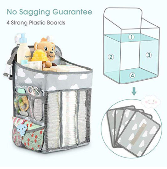 Portable Baby Crib Organizer – Hanging Bed Storage Bag for Baby Essentials and Nursery Organization