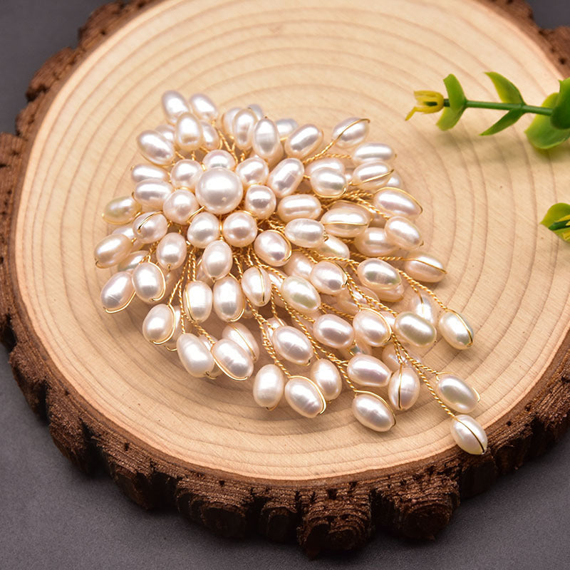 Natural Pearl Brooch for Women – European and American Retro Handwoven Pearl Brooch