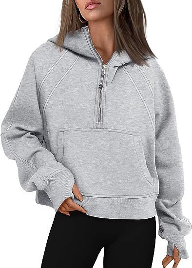 Women's Zipper Hoodie Sweatshirt – Loose Fit Long Sleeve Pullover with Pocket for Winter & Fall Outfits