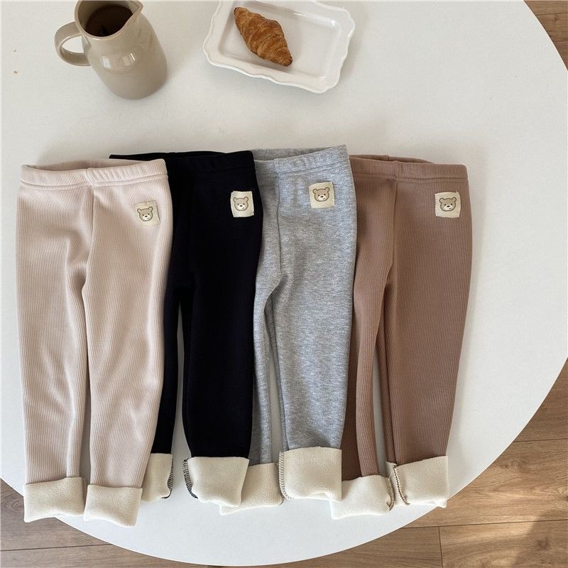Girls' Single-Layer Fleece-Lined Fashionable Leggings – All-Matching Leggings for Fall and Winter