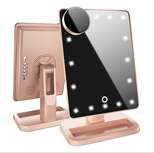 Luxury Smart LED Makeup Mirror – Touch Screen Vanity with Bluetooth Speaker & 10X Magnification for Professional Beauty