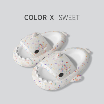 Lovers Shark Slippers for Men & Women – Cute Heart Print Casual Shoes for Couples