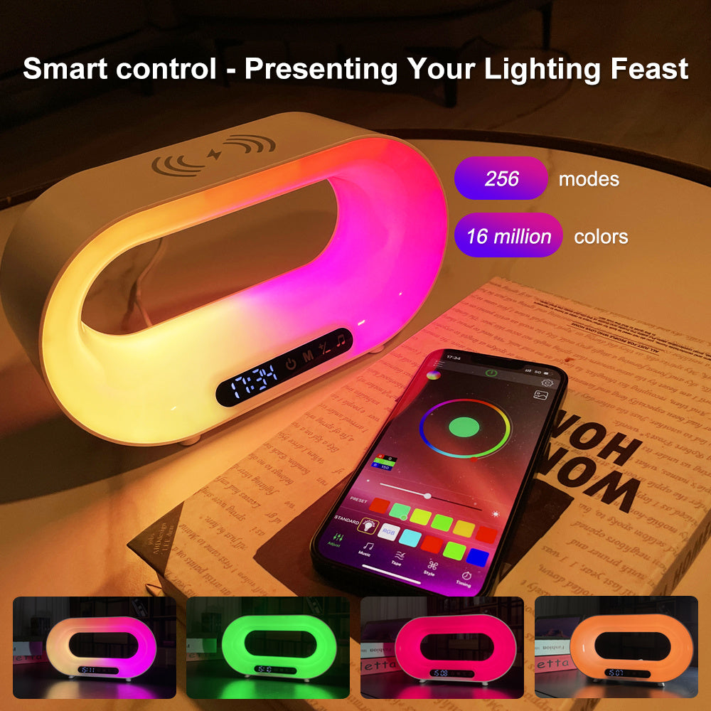 Premium Smart 3-in-1 Bedside Station - LED Night Light, Wireless Charger & Alarm Clock | Transform Your Nightstand