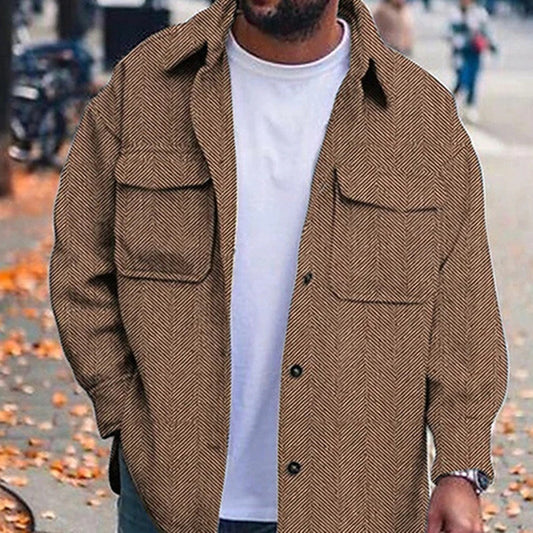 Men's Fashion Polo Collar Coat – Stylish Workwear Top for Men
