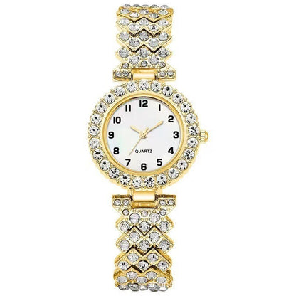 2-Piece Luxury Fashion Jewelry Set - Silver Strap Women's Watch and Alloy Bracelet Wristwatch Gift for Ladies