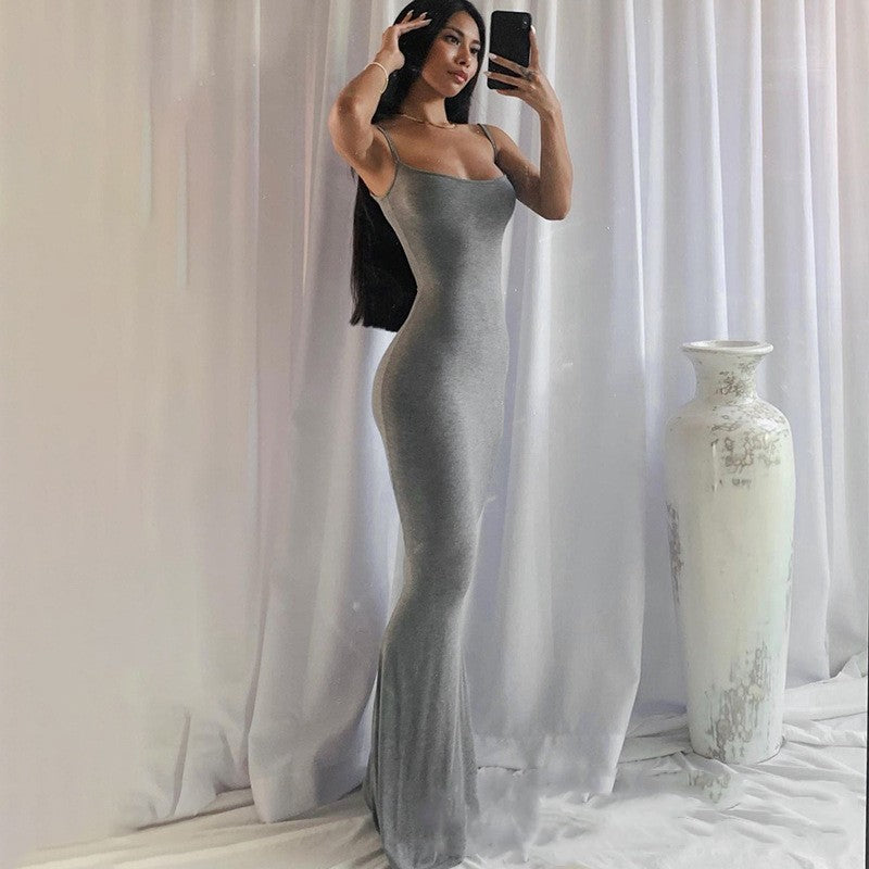 Women's Shapewear Bodysuit Dress – Tummy Control Jumpsuit with Chest Pad & Open Crotch Corset Design