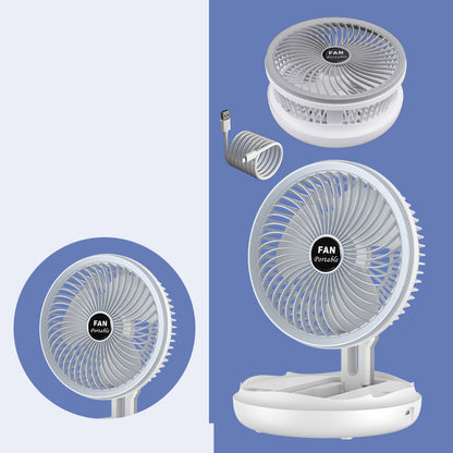 Premium 4-in-1 Smart Fan System - USB Rechargeable with LED Light, Wall Mount & 4-Speed Control
