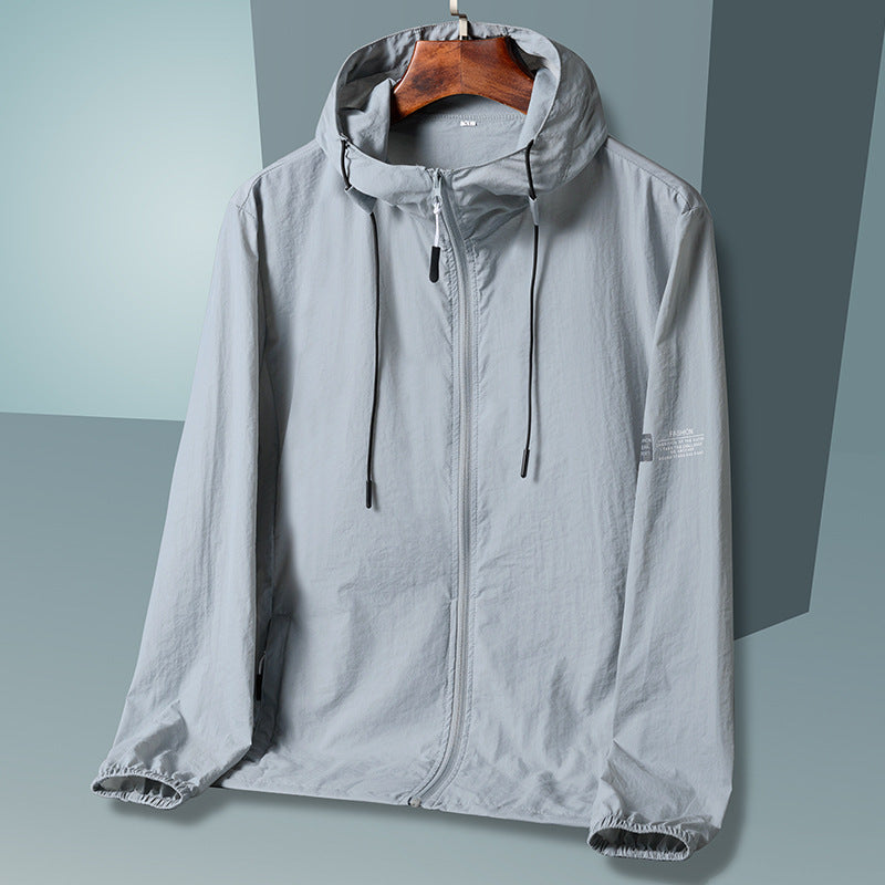 Men's Summer Ice Silk Sun Protection Jacket – Lightweight UV-Proof Cooling Outdoor Hoodie